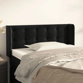 Testiera Ad Orecchio Nera 83x16x78/88 Cm İn Velluto /