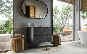 Mobile bagno dark grey 80x45 Mango due cassetti maniglia incassata con lavabo in ceramica lucida dark grey