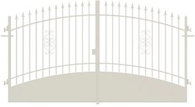 Cancello con serratura elettrica in acciaio, apertura centrale, L 358.5, H 165-195 cm, di colore bianco