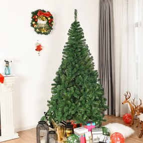 Costway Albero di natale artificiale 210cm in PVC con 950 rami, supporto in metallo e piedi in gomma Verde