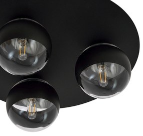 Plafoniera Minimal Mnemosine Acciaio Nero 3 Luci E14 Ip20
