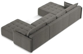 Divano angolare grigio scuro allungabile/con contenitore (a U) Moku – Makamii