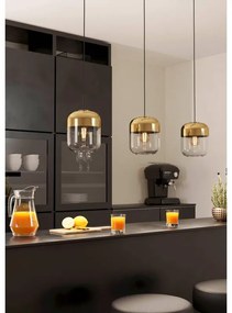 Lampadario Glamour Maryvilla nero paralume oro 3x E27 Ø0cm EGLO