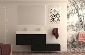 Mobile da bagno sospeso sotto lavabo L 120 x H 43 x P 44 cm nero laccato opaco, 2 cassetti BADEN HAUS Modula