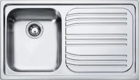 Lavello 1 vasca in inox argento FRANKE Radar RRX 611 L 50 x L 86 cm, sgocciolatoio a destra