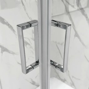 Box doccia angolare 80x80 in vetro temperato serigrafato doppio scorrevole con profili cromo Tay