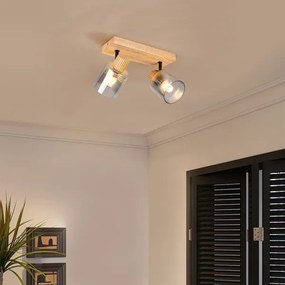 Brilagi - Faretto HYGGE 2xE14/15W/230V in legno di hevea, finitura fumé