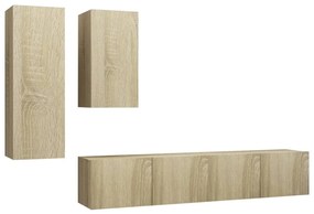 Set di mobili porta tv 4 pz rovere sonoma in legno multistrato