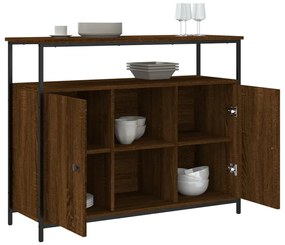 Credenza rovere marrone 100x35x80 cm in legno multistrato