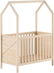 Lettino di colore naturale in pino massiccio con altezza regolabile 60x120 cm Scott – Vipack