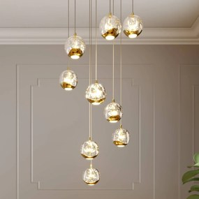 Lampada a sospensione in vetro Hayley Lucande, Ottone / Oro, Soggiorno / Sala da pranzo, Vetro, Design, Lampada a sospensione