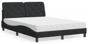 Letto Con Materasso Nero 120x200 Cm İn Velluto /