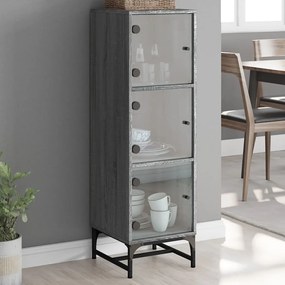 Credenza Con Ante İn Vetro Grigio Sonoma 35x37x120 Cm /