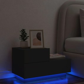 Comodino Con Luci Led Nero 70x36x40,5 Cm /