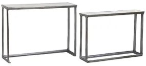 Set di 2 tavoli Home ESPRIT Bianco Multicolore Argentato 107 x 30 x 81 cm 108 x 30 x 79 cm