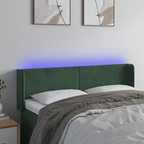 Testiera A Led Verde Scuro 147x16x78/88 Cm İn Velluto /