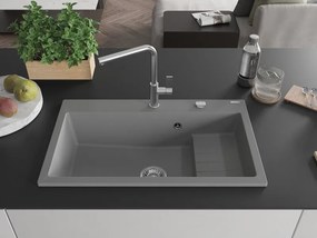 Mexen Omar lavello in granito 1-vasca 800 x 480 mm, grigio, sifone cromato - 6520801005-71