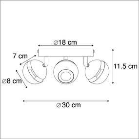 Faretto moderno a 3 luci nero con interno dorato - Buell Deluxe