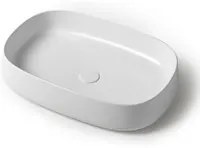 Lavabo da appoggio 60 cm rettangolare in ceramica bianco lucido Milos