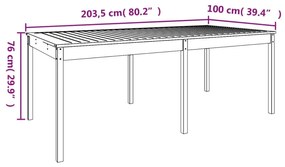 Tavolo da Giardino Grigio 203,5x100x76cm Legno Massello di Pino