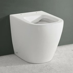 Wc filomuro bianco design quadrato in ceramica con scarico Rimless Kayra