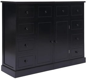 Credenza con 10 Cassetti Nera 113x30x79 cm in Legno