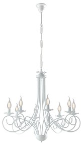 Lampadario Provenzale Candelabro Alma 8 Luci Ferro Battuto Bianco Shabby