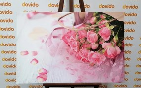 Quadro su tela – Bouquet di rose rosa