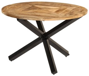 Tavolo Da Pranzo Ø110x75 Cm İn Legno Grezzo Massello Di Mango /