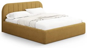 Letto matrimoniale imbottito color senape con contenitore con rete inclusa 160x200 cm Juno – Windsor & Co Sofas