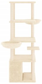 Albero per gatti con tiragraffi in sisal crema 147 cm
