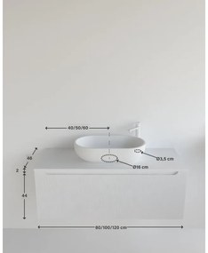 Mobile da bagno sospeso sotto lavabo L 80.5 x H 46 x P 46 cm bianco laccato, 1 cassetto MADERO Kimono