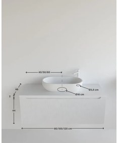 Mobile da bagno sospeso sotto lavabo Madero Kimono dx L 80.5 x H 46 x P 46 cm verde cannettato laccato, 1 cassetto