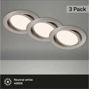 Briloner 7116-432 - SET 3x Lampada LED da bagno FLAT IN LED/9W/230V IP23