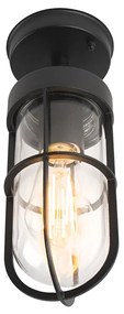 Lampada da soffitto per esterni in stile rustico nera con vetro IP44 - Elza