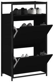 Scarpiera Nera 60x34x112 Cm İn Legno Multistrato /