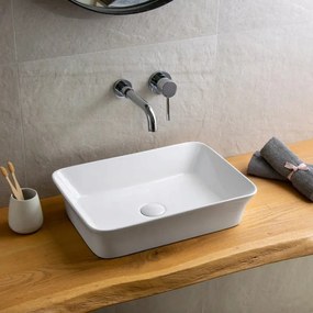 Kamalu - Lavabo appoggio rettangolare 49 cm con bordi arrotondati | KLIT-4900