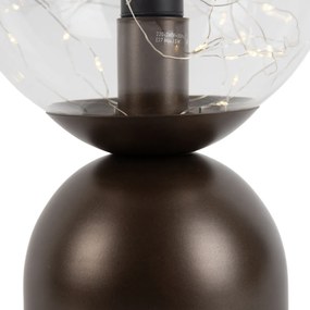 Lampada da tavolo Hotel Chic bronzo scuro con vetro trasparente incl. cavo E27 - Pallon Trend