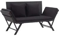 Panchina da Giardino con Cuscini 176 cm Nera in Polyrattan cod mxl 46047