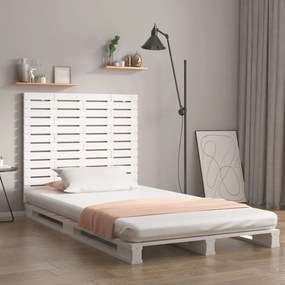 Testiera Da Parete Bianca 81x3x91,5cm İn Legno Massello Di Pino /