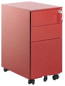 Mobiletto portaoggetti in metallo rosso con 3 cassetti BOLSENA Beliani