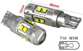 Lampada Led T15 W16W T10 W5W 12V 50W 10 Smd Cree Con Lente No Polarita Bianco Super Luminoso