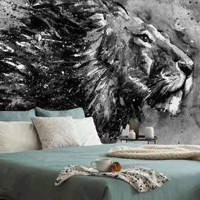 Carta da parati autoadesiva – Re degli animali in acquerello bianco e nero