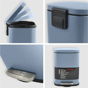 Cestino per la spazzatura azzurro in acciaio con pedale 5 l Akira – Spirella