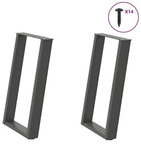 Gambe Tavolo Pranzo A U 2 Pz Antracite 50x(72-73) Cm Acciaio /