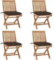 Sedie da Giardino Pieghevoli con Cuscini 4 pz Massello di Teak 3072830