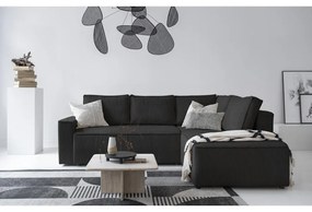 Divano letto angolare in velluto a coste color antracite Brave Dave - Miuform