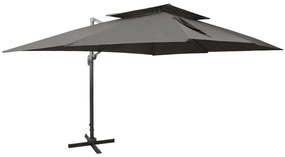 Ombrellone A Sbalzo Con Doppia Copertura 400x300 Cm Antracite /