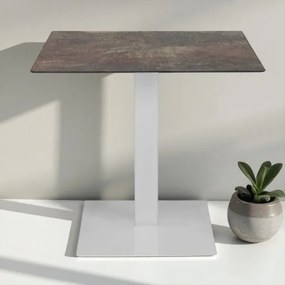 Tavolo bar pub ristorante 80x80 cm per esterno base bianca piano HPL Ardesia Fango H 74