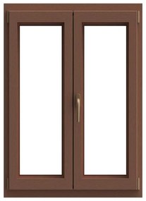 Finestra in PVC rovere dorato L 100 x H 140 cm, 2 ante apertura a destra